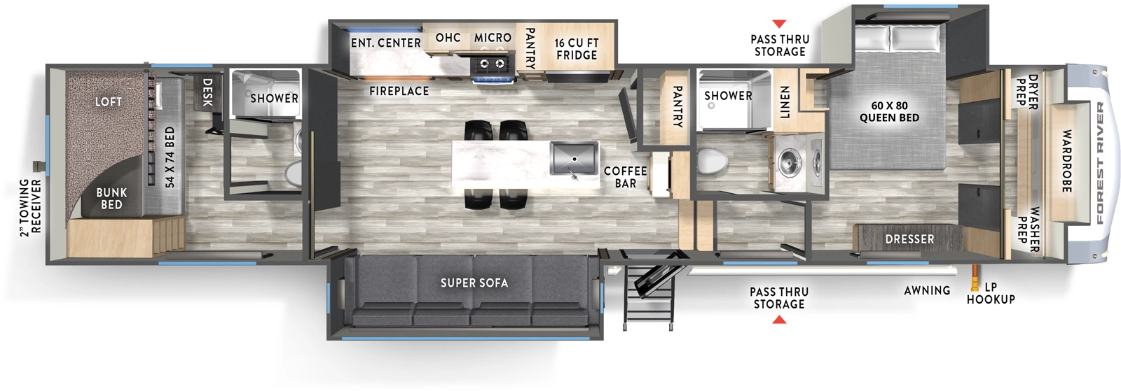 Wildcat Fifth Wheels 35CRIB Floorplan